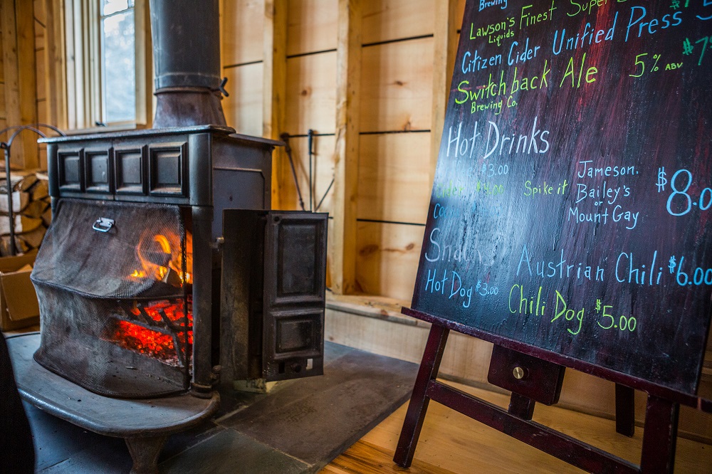 warming hut wood stove